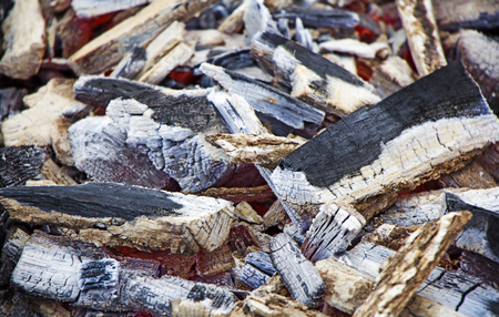 Wood fire, texture embers after a fireの写真素材