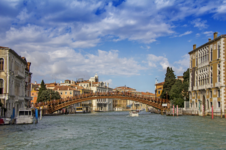 Views of beautiful buildings, gondolas, bridges and canals in Veniceの写真素材