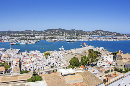 Ibiza old town, called Dalt Vila. IBIZA is one of the Balearic islands that are located in the Mediterranean Seaの写真素材