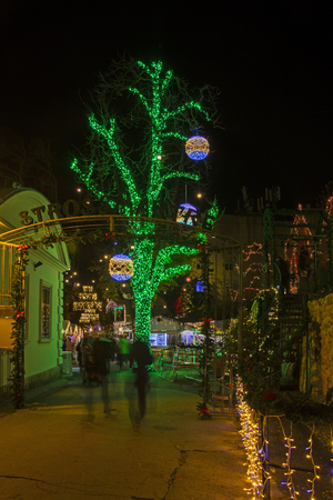 Advent in Zagreb - Night view from the Strossmayer Promenade at the time of Advent - Christmas and New Year's Eve in Zagreb, Croatiaの写真素材