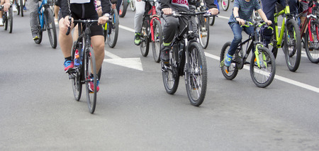 Group of cyclist during at bike street raceの写真素材
