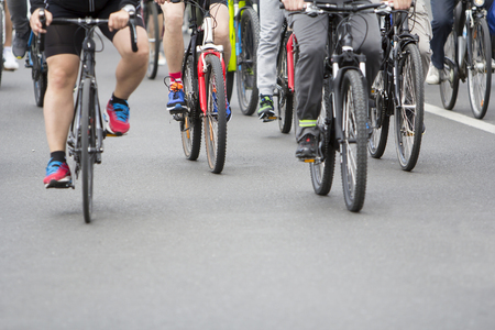 Group of cyclist during at bike street raceの写真素材