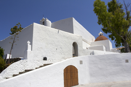 Church of Santa Eularia  des Riu in Ibiza Spainの写真素材