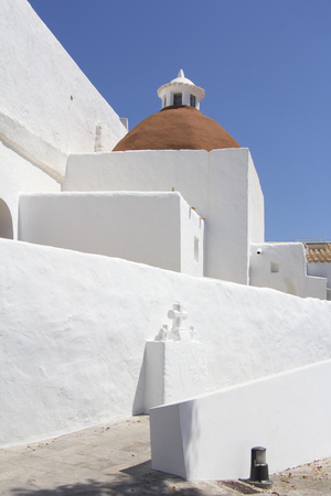 Church of Santa Eularia  des Riu in Ibiza Spainの写真素材