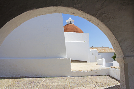 Church of Santa Eularia  des Riu in Ibiza Spainの写真素材