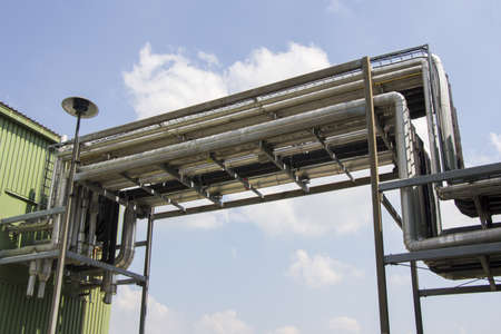 Metal tubes for mechanical ventilation system on an industrial plantの写真素材