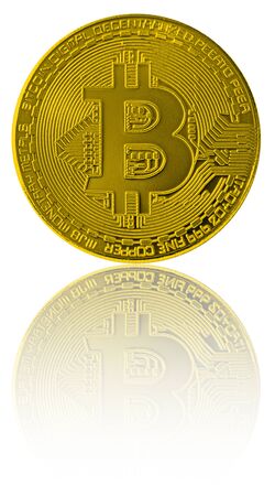 Digital currency Bitcoin isolated on a white backgroundの写真素材