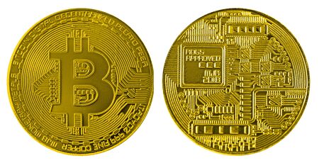 Digital currency Bitcoin isolated on a white backgroundの写真素材