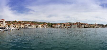 View of beautiful Milna port on sunny summer day, Brac island, Croatiaの写真素材