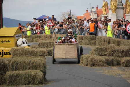 Zagreb, Croatia - September 14, 2019: Zagreb Red Bull Soapboax Race, funny free outdoor eventのeditorial素材