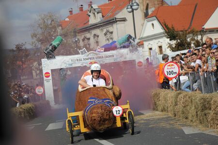 Zagreb, Croatia - September 14, 2019: Zagreb Red Bull Soapboax Race, funny free outdoor eventのeditorial素材