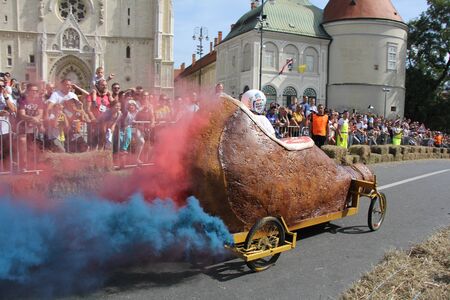 Zagreb, Croatia - September 14, 2019: Zagreb Red Bull Soapboax Race, funny free outdoor eventのeditorial素材