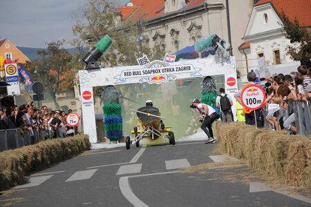 Zagreb, Croatia - September 14, 2019: Zagreb Red Bull Soapboax Race, funny free outdoor eventのeditorial素材