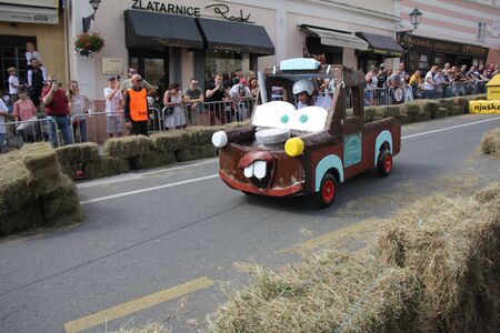 Zagreb, Croatia - September 14, 2019: Zagreb Red Bull Soapboax Race, funny free outdoor eventのeditorial素材