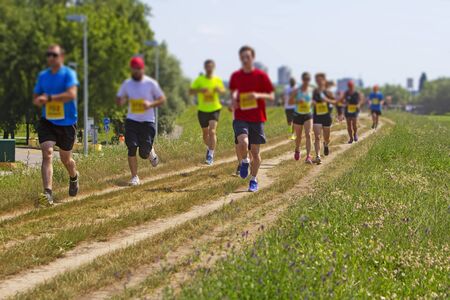 Outdoor cross-country running blurred motionの写真素材