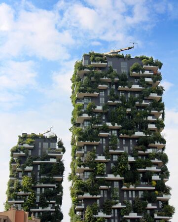 Milan, Italy - June 27, 2017: Residential buildings Bosco Verticale. Vertical Forest residential towers in the business district of Milan, Italyのeditorial素材