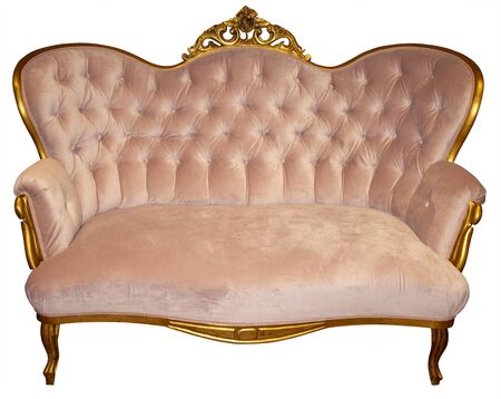 Pink vintage style sofa isolated on white backgroundの写真素材