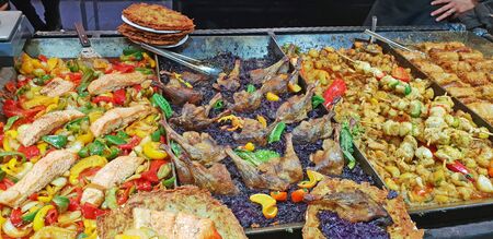 Traditional Hungarian food festival on street market in Budapest. の写真素材
