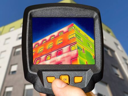 Recording Heat Loss at the Residential building with a thermal cameraの写真素材