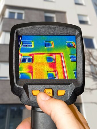 Recording Heat Loss at the Residential building with a thermal cameraの写真素材