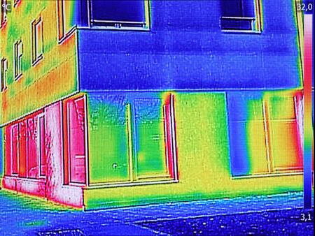 Thermal image Heat Loss at the Residential buildingの写真素材
