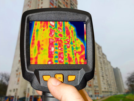 Recording Heat Loss at the Residential building, With Thermal Cameraの写真素材