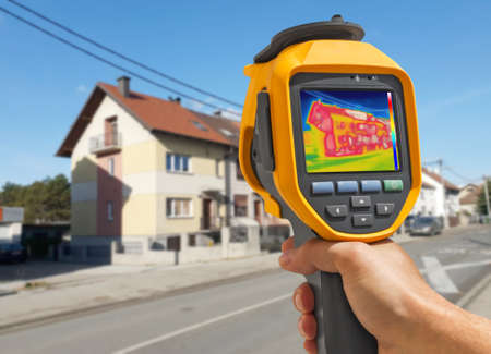 Recording Heat Loss at the family Houseの写真素材