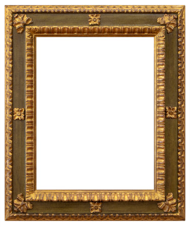 Rectangular gilded antique empty picture frameの写真素材