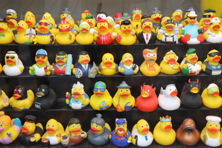 Amsterdam, Netherlands - June 23, 2022: Amsterdam duck store. Variety of funny rubber ducks such as as a souvenir in Amsterdam.のeditorial素材