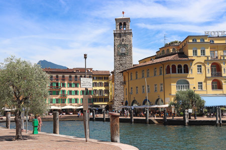 Riva del Garda town in Trentino, by Lago di Garda lake, in Italyのeditorial素材