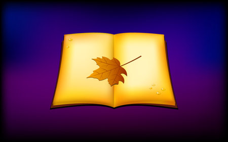 White sheet with autumn leavesのイラスト素材