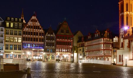 Frankfurt Romer Nightsceneのeditorial素材