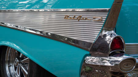 Classic Light Blue Chevrolet Belair on showのeditorial素材