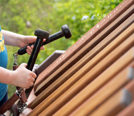 A child plays Marimba