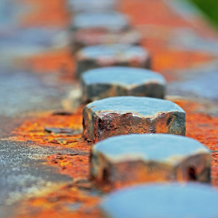 Grunge corrosive rusted bolt from aging bridgeの写真素材