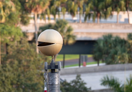 Spherical Lightning rod close-up on top of pole