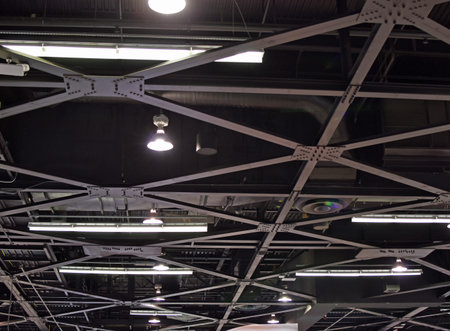 ugly and uninspiring Lights and ventilation system in exhibition Hall Ceiling construction