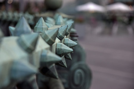 Historic security fence with spikes in the perimeter of Philadelphias city hall