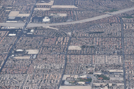 Aerial view of suburban neighborhood urban sprawl in Las Vegas, Nevada.の写真素材