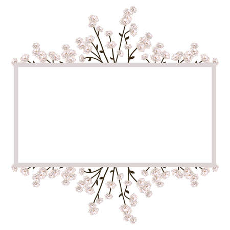Spring rectangular frame decorated with flowers. Flowering branches.のイラスト素材