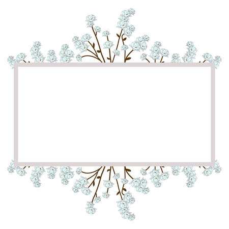 Spring rectangular frame decorated with flowers. Flowering branches.のイラスト素材