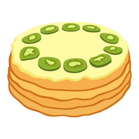 Homemade cake decorated with kiwi slices, homemade cakes, cookingのイラスト素材