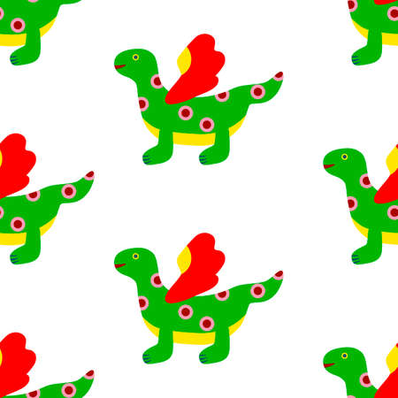 seamless background. A multicolored dragon with wingsのイラスト素材