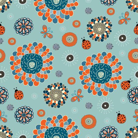 cute floral seamless pattern のイラスト素材