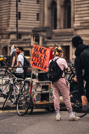 London / UK - 06/27/2020: Banners, placards At Black Lives Matter Protest