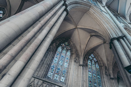 York, North Yorkshire | UK -  2020.09.11: Beautiful empty interior of the York Minster Iconic Gothic...