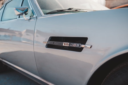 Brentford, West London | UK -  2021.03.21: Vintage Silver 1971 Aston Martin DBS
