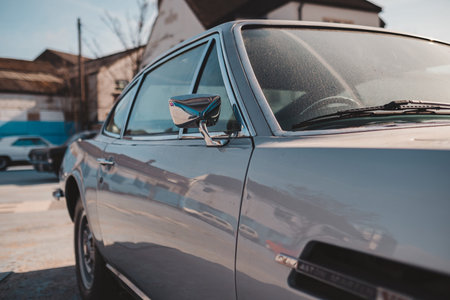 Brentford, West London | UK -  2021.03.21: Vintage Silver 1971 Aston Martin DBS