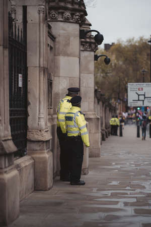 Westminster, London | UK -  2021.05.08: Police officers in a London march to support veterans.のeditorial素材