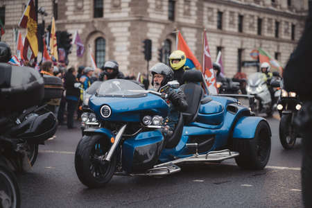Westminster, London | UK - 2021.05.08: Rally of bikers from Rolling Thunder UK at Parliament Square  march in support of veteransのeditorial素材
